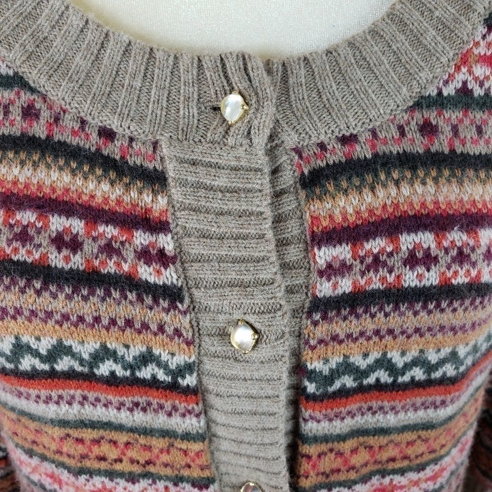 Talbots Aztek Design Button Down Sweater Wool Xl - image 5